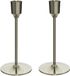 Luxe diner kaarsen staande kandelaar aluminium zilver 20 cm - Set van 2