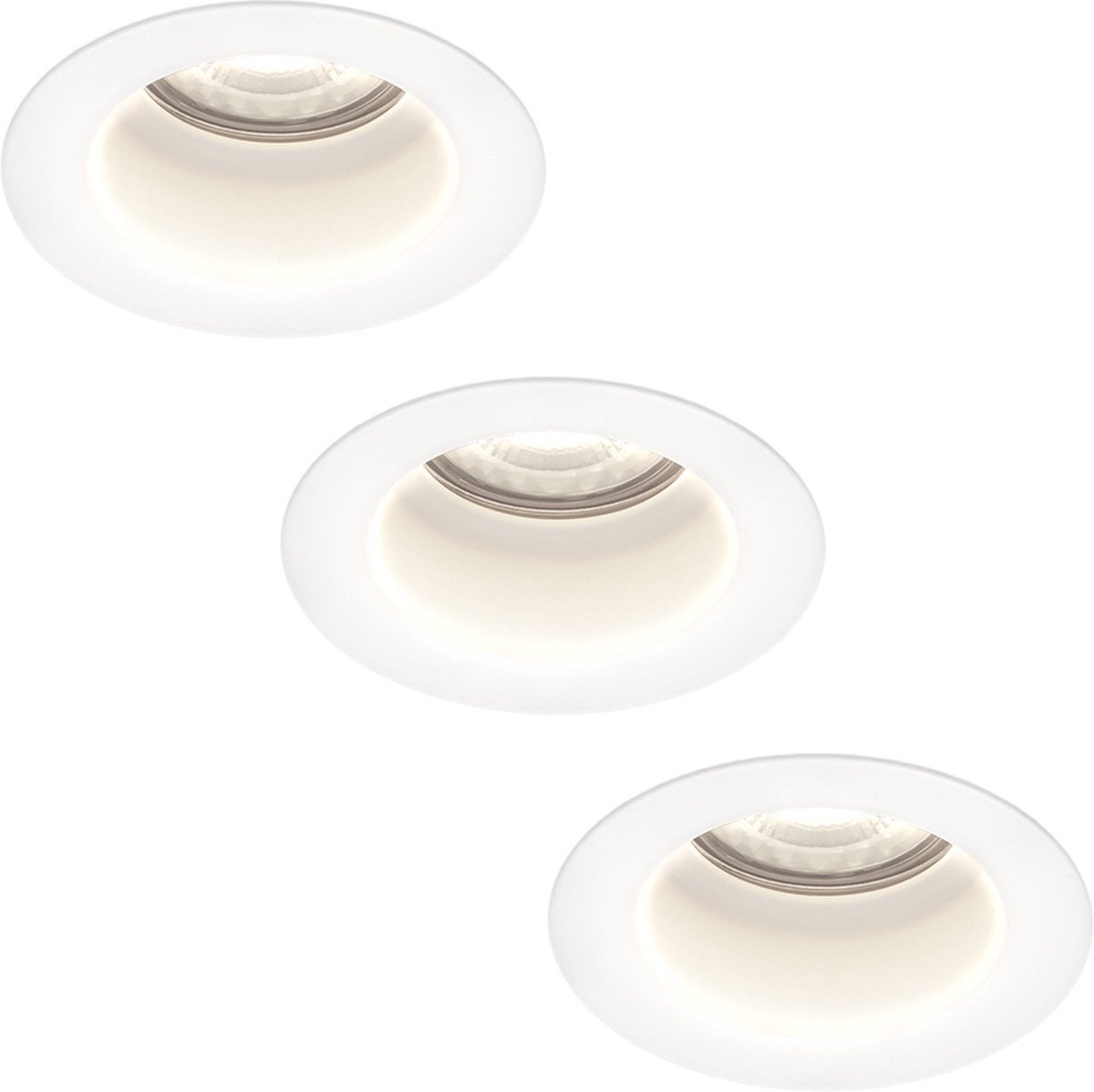 HOFTRONIC Set van 3 Mari - LED inbouwspot verdiept Wit - 6000K Daglicht wit - Verwisselbare GU10 5 Watt 400 Lumen - Dimbaar - IP65 waterdicht - Voor binnen en buiten - Zaagmaat:67-75mm - Inbouwdiepte: 111mm - Voor binnen - badkamer en buiten