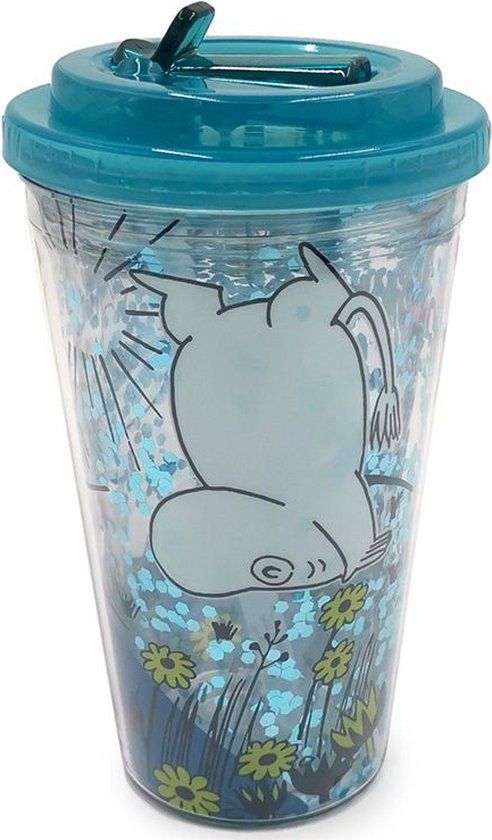 Moomin Beker Dubbelwandig - Blauw&Transparant - Ecozen - 500ml