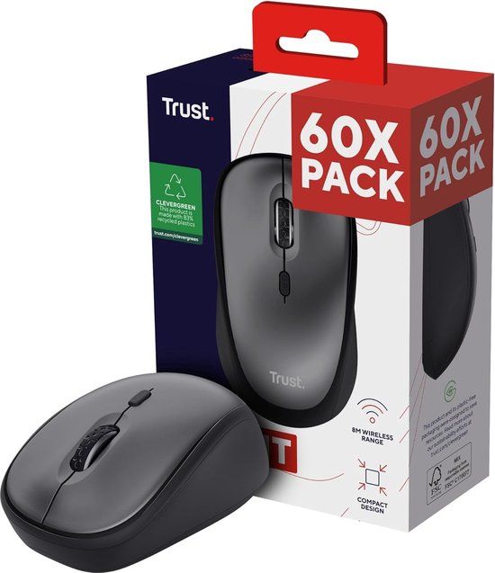Trust Yvi+ 60 Pack Draadloze Muis Zwart