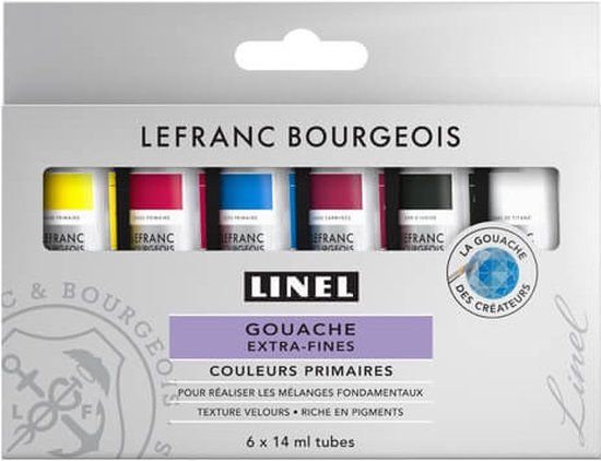 Lefranc & Bourgeois Linel Gouache Extra Fine Primary Colors Set 6x14ml