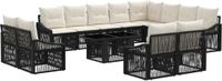 vidaXL Tuinbank Set Zwart en Crème Wit Polyrattan