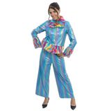 Chaks - Glitteroutfit voor dames, metallic kostuum voor festivals | 2-delige set met jas en broek voor carnaval en festivals, retro-ontwerp, accenten van imitatiebont, metallic look