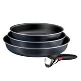 Tefal Ingenio Enjoy Pannenset, 3-delig, geschikt voor inductie | 22/24/28 cm + afneembare handgreep, antiaanbaklaag, titanium coating, thermo-signaal, snel opwarmen