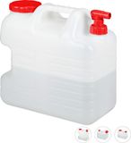 Relaxdays jerrycan met kraan - kunststof - 20 liter - BPA-vrij - wit-rood