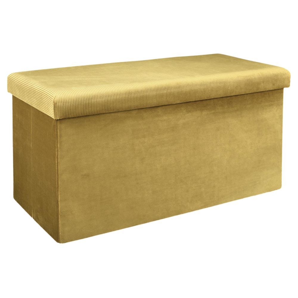 Housse De Rêve The Home Deco Factory HD6817 Coffre Banc Pliable, Bois, 77 x 38 x 38 cm Jaune