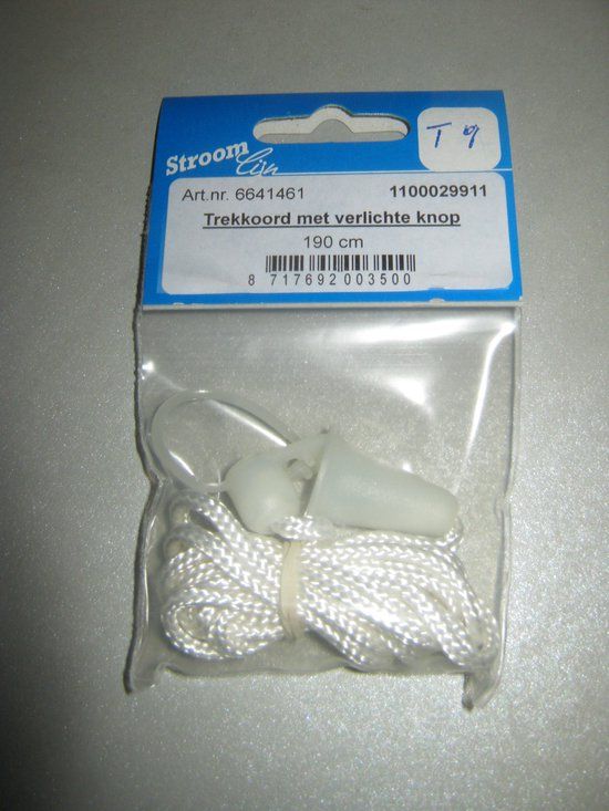 Stroomlijn Wentronic GmbH Trekkoord met fluorescente knop 190cm verstelbaar arctic wit Lichtkoord