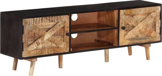 vidaXL Tv-meubel 140x30x46 cm ruw mangohout en massief acaciahout