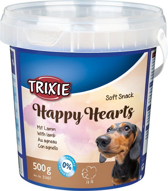 Trixie Soft Snack Happy Hearts - 500gr (4 stuks) - Hondensnack met Lam