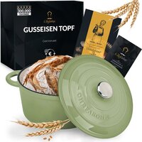 Chefarone Gietijzeren Pan 3.5L - Braadpan Inclusief Deksel - Groen - Geschikt voor Alle Warmtebronnen