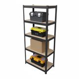 Merkloos Relaxdays Stellingkast - 180x60x30 cm - tot 500 kg - steeksysteem - zwart