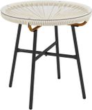 Outsunny Bijzettafel - Metaal - 50x50x50cm - Crème