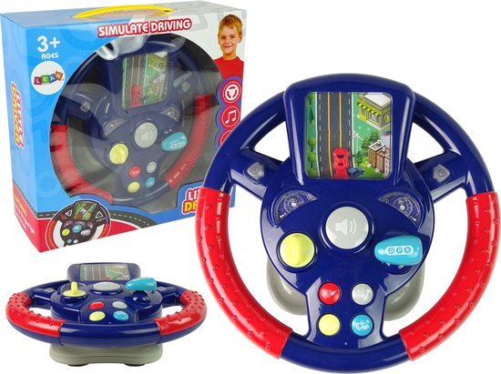 Speelgoed autostuur - rijsimulator - licht&amp;geluid - blauw &amp; rood