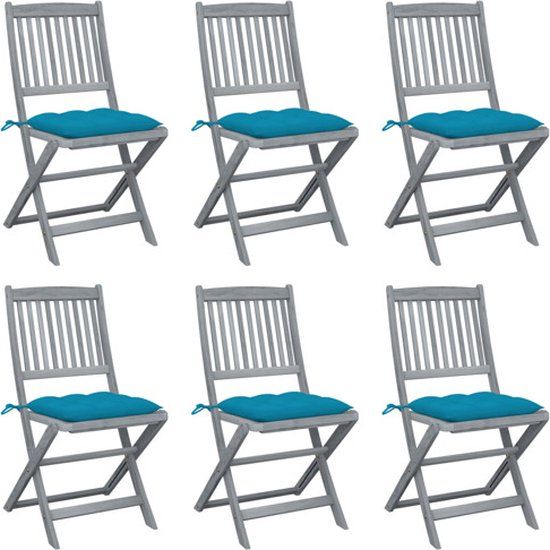 vidaXL Tuinstoelen 6 st inklapbaar met kussens massief acaciahout