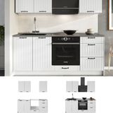 Vicco Eenpersoonskeuken Fame-Line, Wit Landhuis/Wit, 190 cm, WB Antraciet