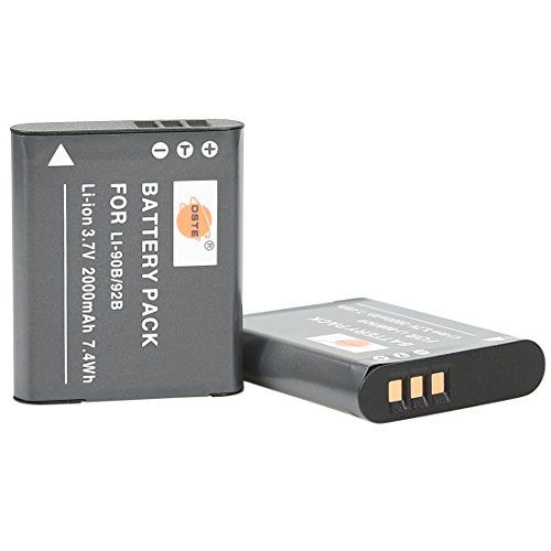 DSTE 2pcs LI-90B LI-92B Batterij compatibel met Olympus SH-1, SH-50, iHS SH-60, SP-100, Tough TG-1, TG-2, TG-3, TG-6