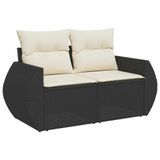 vidaXL 5-delige Loungeset met Kussens, Poly Rattan, Zwart