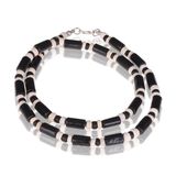 Memphis kralen ketting Kokos Hout Zwart Wit - 50cm
