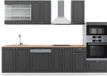 Vicco Fame-Line Unité de cuisine complète – 300 cm avec armoire haute, WB Chêne Anthracite-Or/Blanc