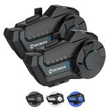 Moman Motorfiets intercomheadset, H2 Pro 【2 stuks koolstofvezels】 motorhelm intercominstallatie communicatiesysteem tot 1000 m met DSP & CVC ruisonderdrukking, motorfiets