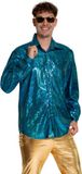 Partychimp Shiny Disco Shirt Turquoise voor Heren