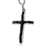 Mendes Jewelry Venetiaanse Heren Schakelketting met Zwart-Zilverkleurig Kruis