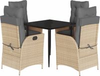 vidaXL 5-delige tuinset met kussens, beige, polyrotan