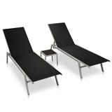 VidaXL Lits de jardin 2 pièces avec table acier et Textilene noir