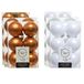 Decoris Kerstversiering kunststof kerstballen kleuren mix cognac bruin/winter wit 4-6-8 cm pakket van 68x stuks