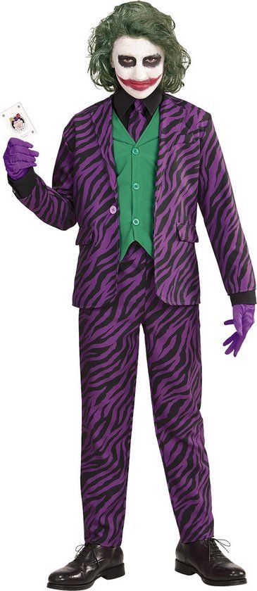 Joker Costume for Boys - Size 140 - Purple - Includes Jacket, Vest, Pants and Tie
