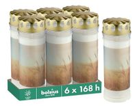 Bolsius - Graflicht - Wit - 6 Stuks - 7,5 x 20 cm - 168 Branduren - Rouwkaars & Gedenkkaars - Met Motief - Ongeparfumeerd - Zonder Palmolie
