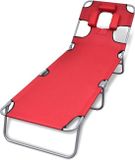 vidaXL Ligbed inklapbaar met hoofdkussen gepoedercoat staal rood
