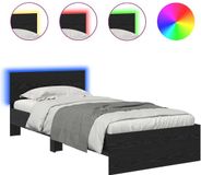 vidaXL Bedframe met hoofdeinde Zwart Eiken 90 x 190 cm Bewerkt hout
