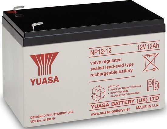 Yuasa NP12-12 - 12V 12Ah Lead Acid Battery - For UPS, Alarm Systems, and More
