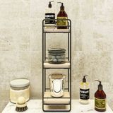 en.casa Badkamer organizer Pargas met 3 planken 43x14x13 cm zwart en naturel