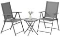 Ensemble de meubles de jardin pliants - Ensemble de balcon avec table - 2 chaises pliantes - Table avec verre de sécurité - conception ergonomique - adapté pour balcon, terrasse et jardin - gris