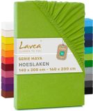Lavea® Hoeslaken 140x200 cm – 100% Katoen, Zacht en Ademend – Geschikt voor Matrassen tot 20 cm – Jersey met Elastiek Rondom – Appelgroen