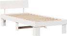 vidaXL Bedframe met hoofdeinde, wit, 75 x 190 cm, massief dennenhout