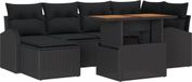 vidaXL Tuinbank Set 7-delig Zwart Polyrattan
