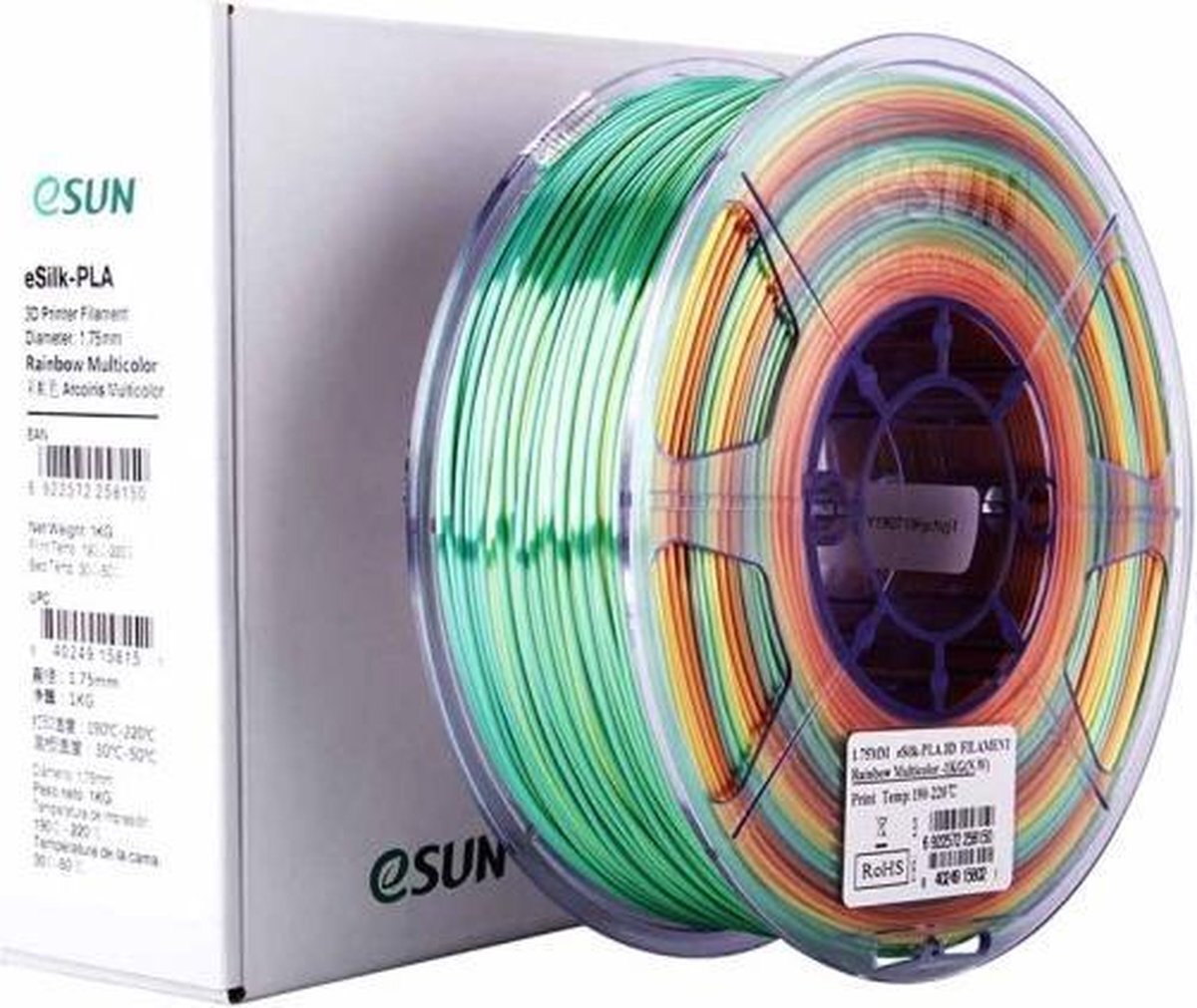 ESUN Rainbow Multicolor / Regenboog eSilk-PLA filament – 1,75mm – 1kg