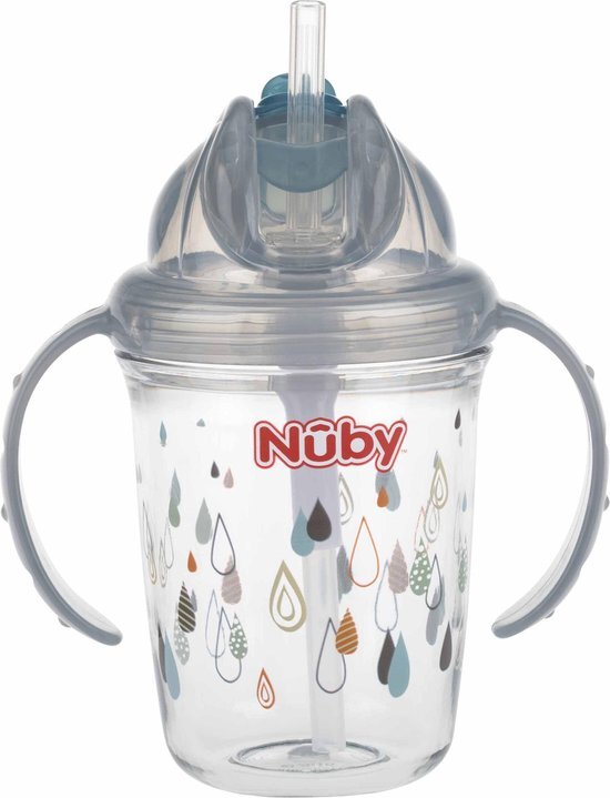 Nuby Nûby 360° Tritan drinkrietbeker 240 ml in grijs