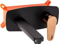 Rea Mild Black/Rose Gold + Box - Inbouw Wastafelkraan - Zwart/Rosé Goud