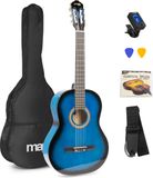 MAX SoloArt Klassieke Akoestische Gitaar 4/4 - Blauw - Beginnersset met Accessoires