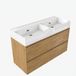 Saniclass Holz Pure meuble de salle de bain - 120x45x72cm - lavabo Legend en céramique blanc - 2 vasques - sans trous de robinetterie - 4 tiroirs - chêne mat naturel