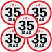 Bellatio Decorations 35 jaar leeftijd sticker - 5x - rond - Dia 15 cm - Verjaardag - Jubileum
