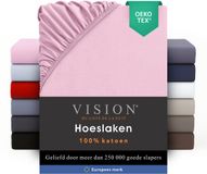 Vision - Hoeslaken - 100% katoen - 90 x 200cm verpakt per 2 stuks - Roze