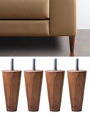 IPEA Meubelpoten van hout, kleur walnoot, gemaakt in Italië, set van 4 poten met conische vorm voor kasten en fauteuils - poten walnoot - hoogte 120 mm