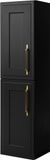 Meuble de salle de bain style classique, noir, 35 x 136 x 25 cm | 35 x 27 x 136 cm, poignées dorées, façades MDF 19 mm, corps stratifié 19 mm