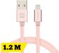 Swissten Câble de recharge Lightning 1,2 mètre – pour iPhone & iPad – Câble USB-A en nylon tressé – Rose