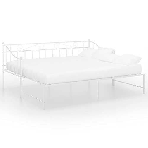 vidaXL Slaapbankframe uittrekbaar metaal wit 90x200 cm